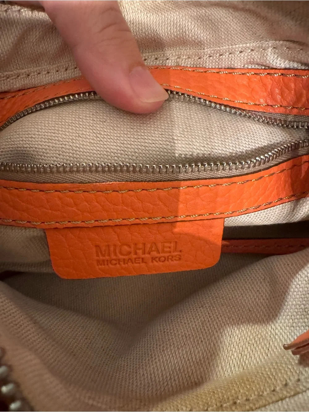 Michael Kors Orange Pebbled Leather Shoulder Bag